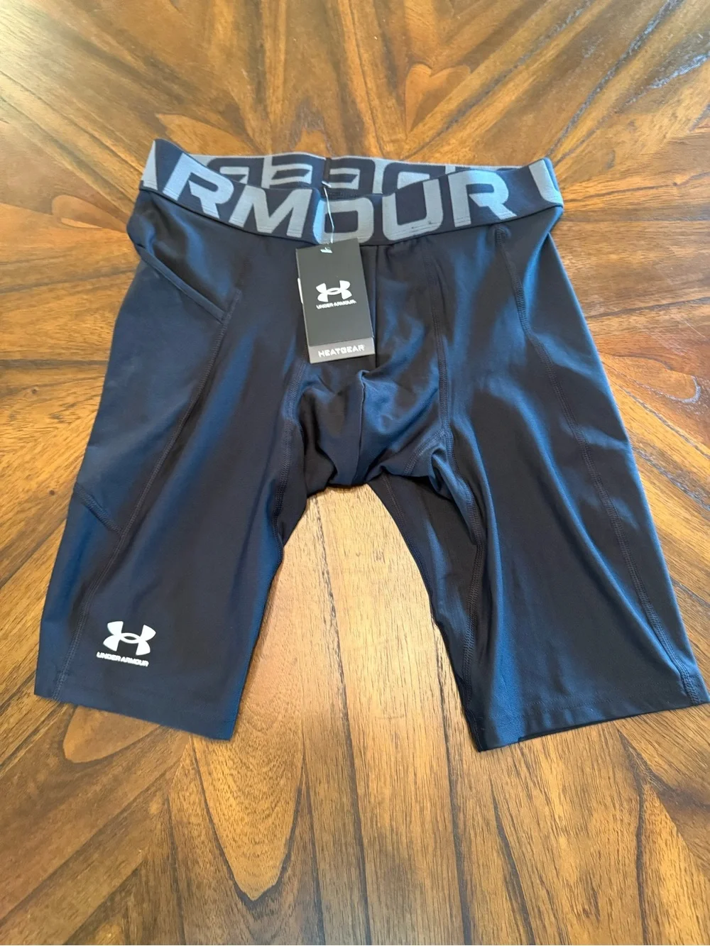 Under Armour Men’s Black Compression Training Shorts with Gray Waistband